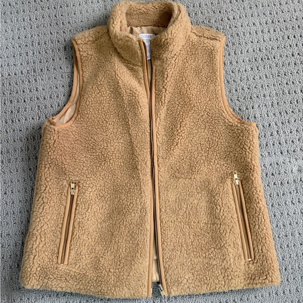 J. Crew Camel Sherpa Fleece Vest  NWT